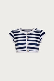 The Grace Top (Navy Cream Stripe/White)