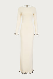 Ruffle Hem Maxi Dress (Cream/Black)