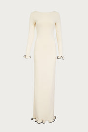 Ruffle Hem Maxi Dress (Cream/Black)