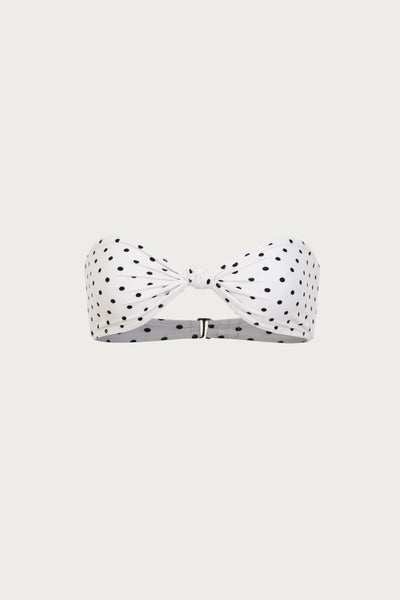 Knotted Bandeau Top (Cream Black Polka Dot)