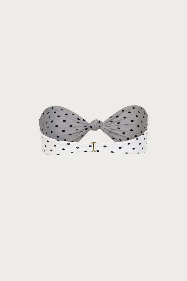 Knotted Bandeau Top (Cream Black Polka Dot)