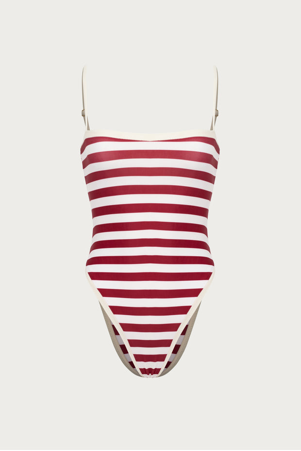 Colorblock One Piece (Burgundy Stripe)