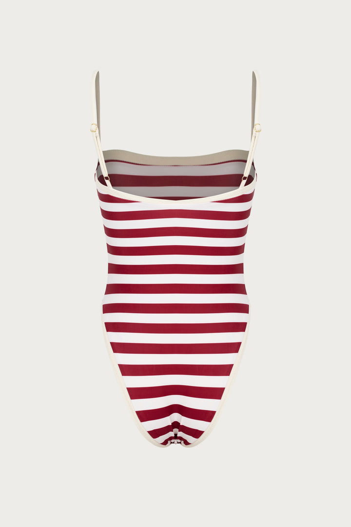 Colorblock One Piece (Burgundy Stripe)