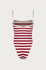 Colorblock One Piece (Burgundy Stripe)