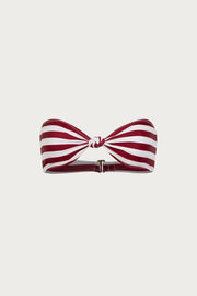 Knotted Bandeau Top (Burgundy Stripe)