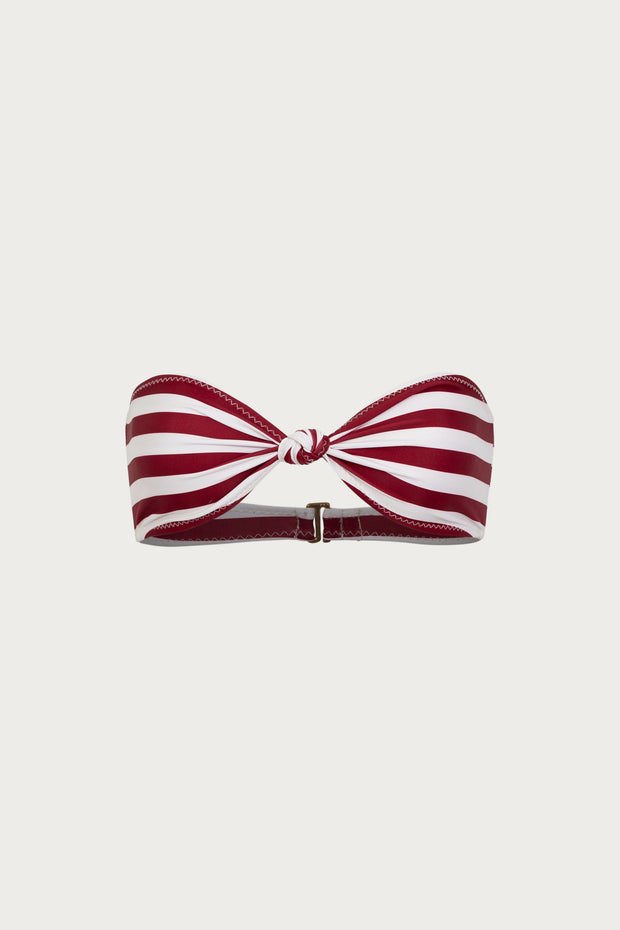 Knotted Bandeau Top (Burgundy Stripe)