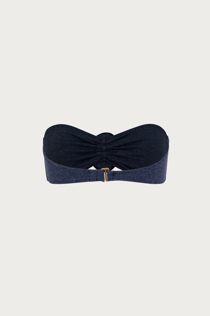 Rosette Bandeau Top (Dark Denim)