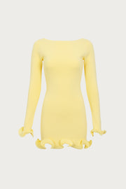 Ruffle Hem Mini Dress (Butter Yellow)