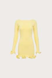 Ruffle Hem Mini Dress (Butter Yellow)