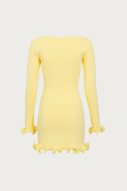 Ruffle Hem Mini Dress (Butter Yellow)