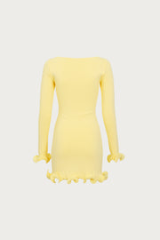 Ruffle Hem Mini Dress (Butter Yellow)