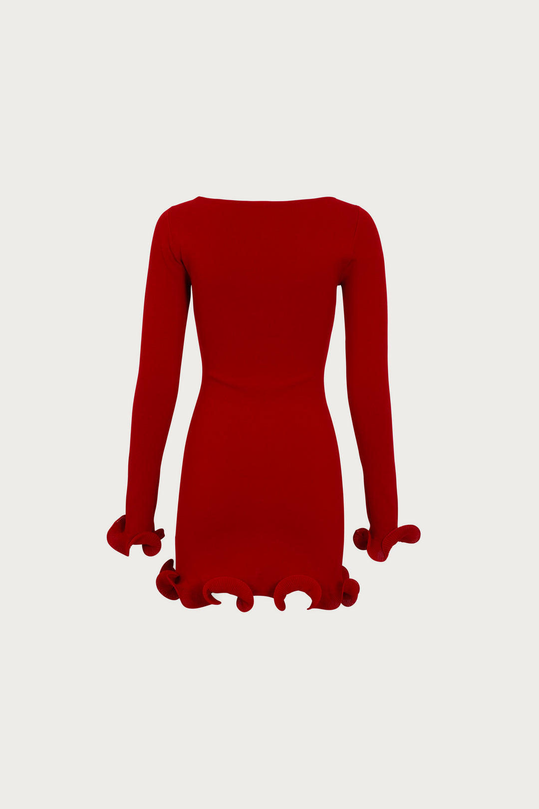 Ruffle Hem Mini Dress (Red)