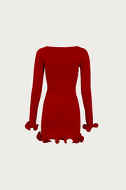 Ruffle Hem Mini Dress (Red)