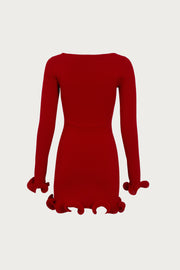 Ruffle Hem Mini Dress (Red)