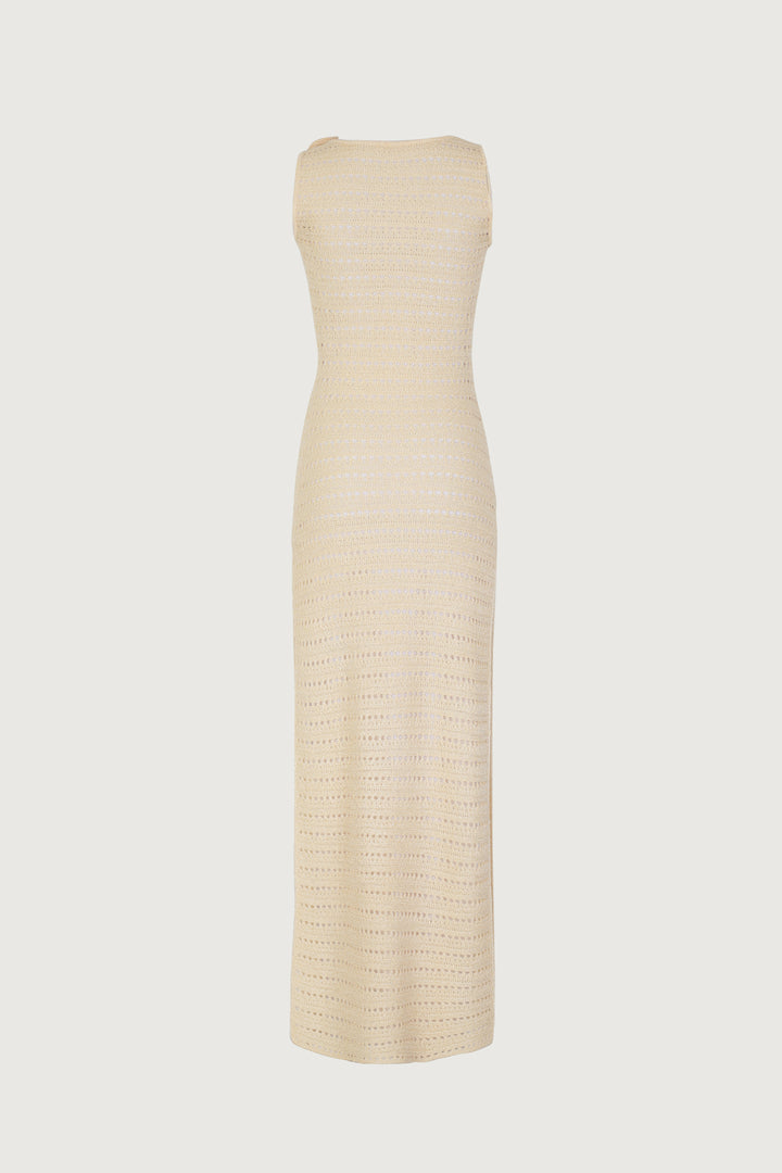 Rosette Sleeveless Crochet Dress (Cream)