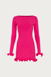 Ruffle Hem Mini Dress (Hot Pink/Orange)