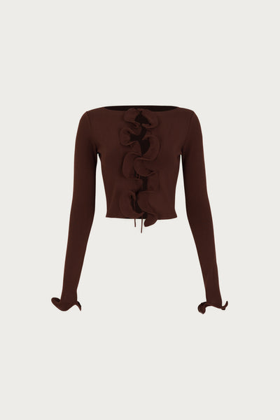 Ruffle Hem Top (Chocolate Brown)