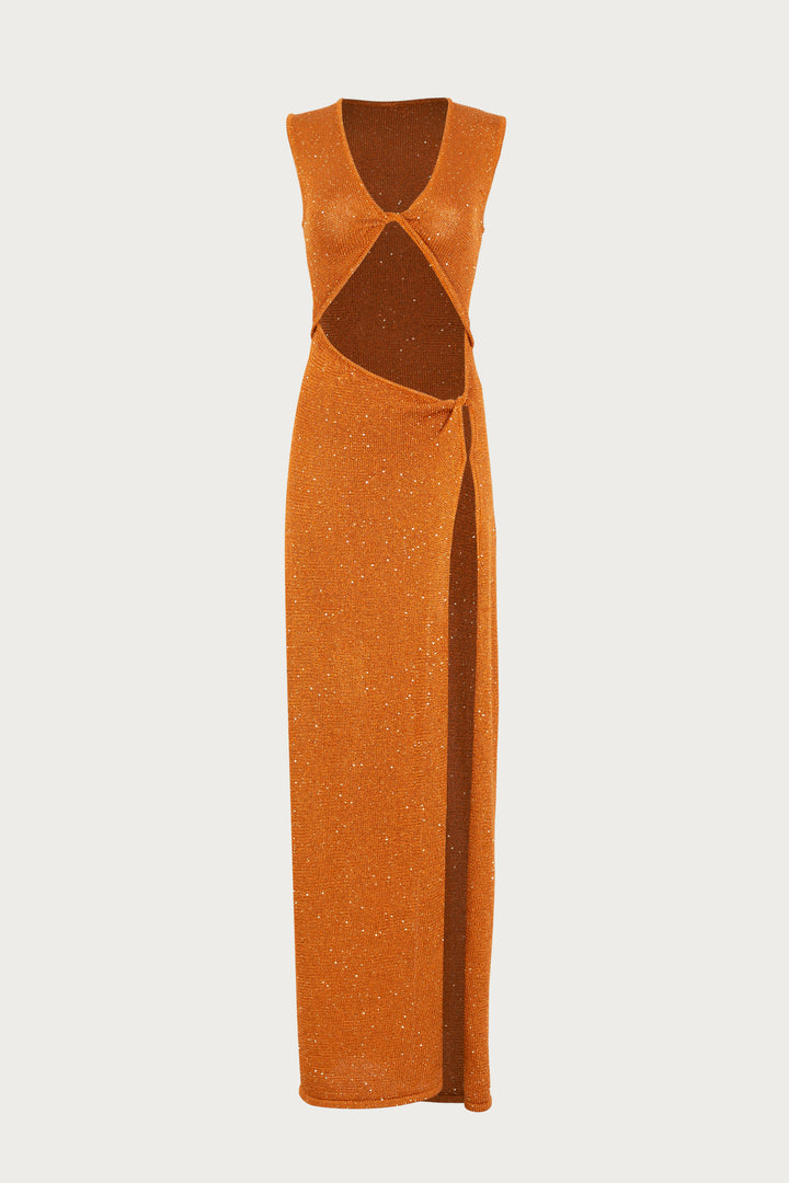 Cut Out Twist Dress (Copper Sequin)