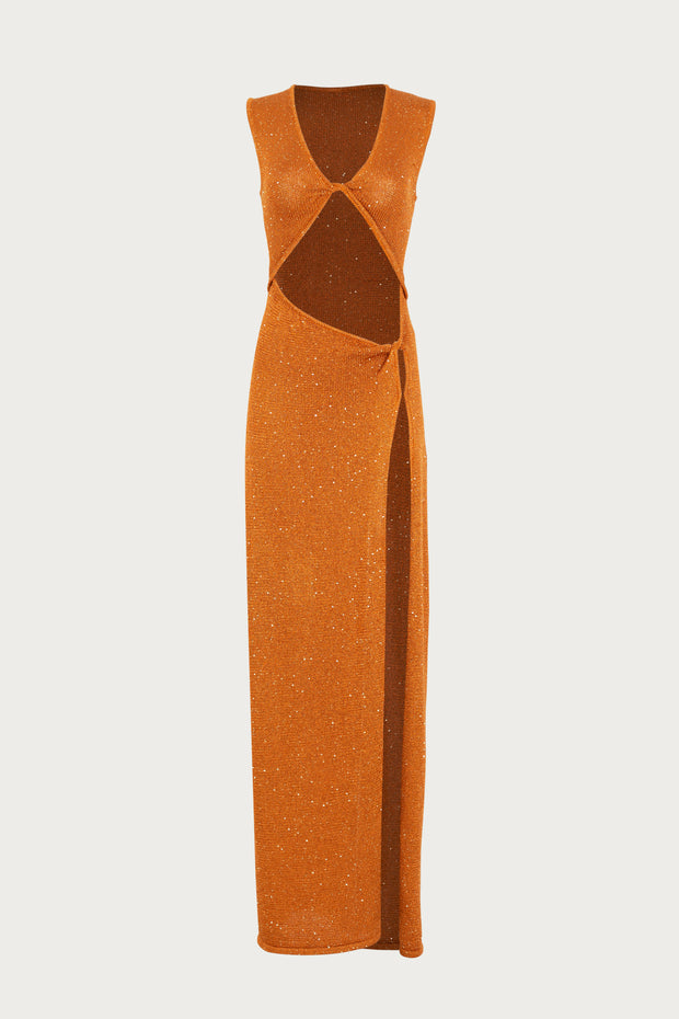 Cut Out Twist Dress (Copper Sequin)