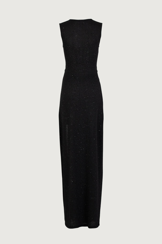 Cut Out Twist Dress (Black Sequin)