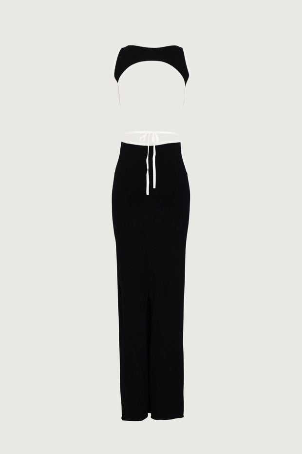 Tie Maxi Dress (Black/Cream)