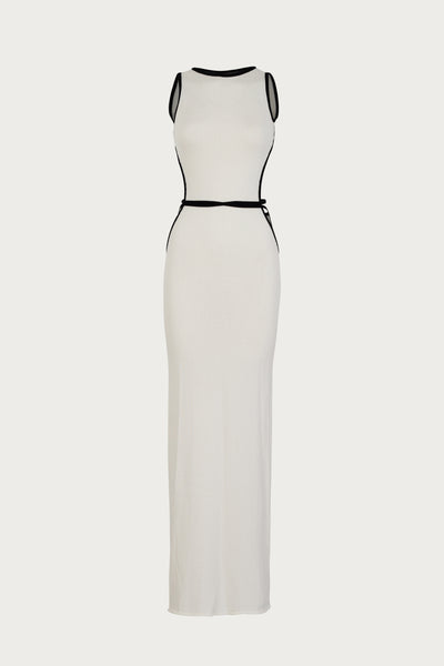 Tie Maxi Dress (Cream/Black)