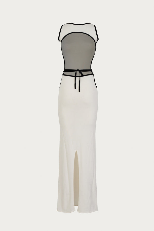 Tie Maxi Dress (Cream/Black)