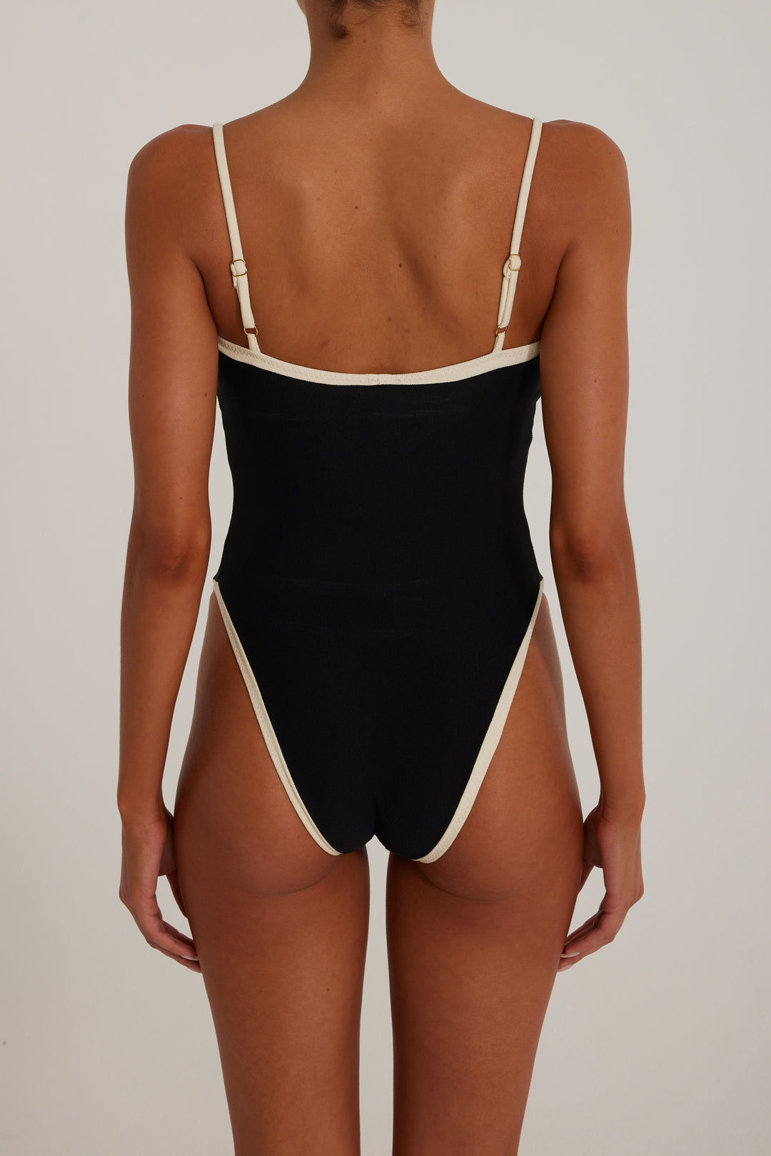 Colorblock One Piece (Faux Suede Black/Cream)