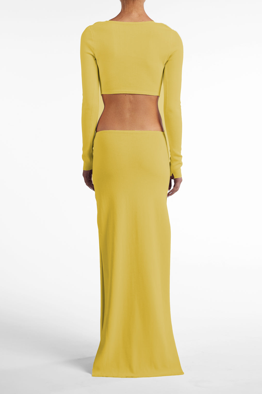 Long Sleeve Cut Out Maxi Dress (Chartreuse)