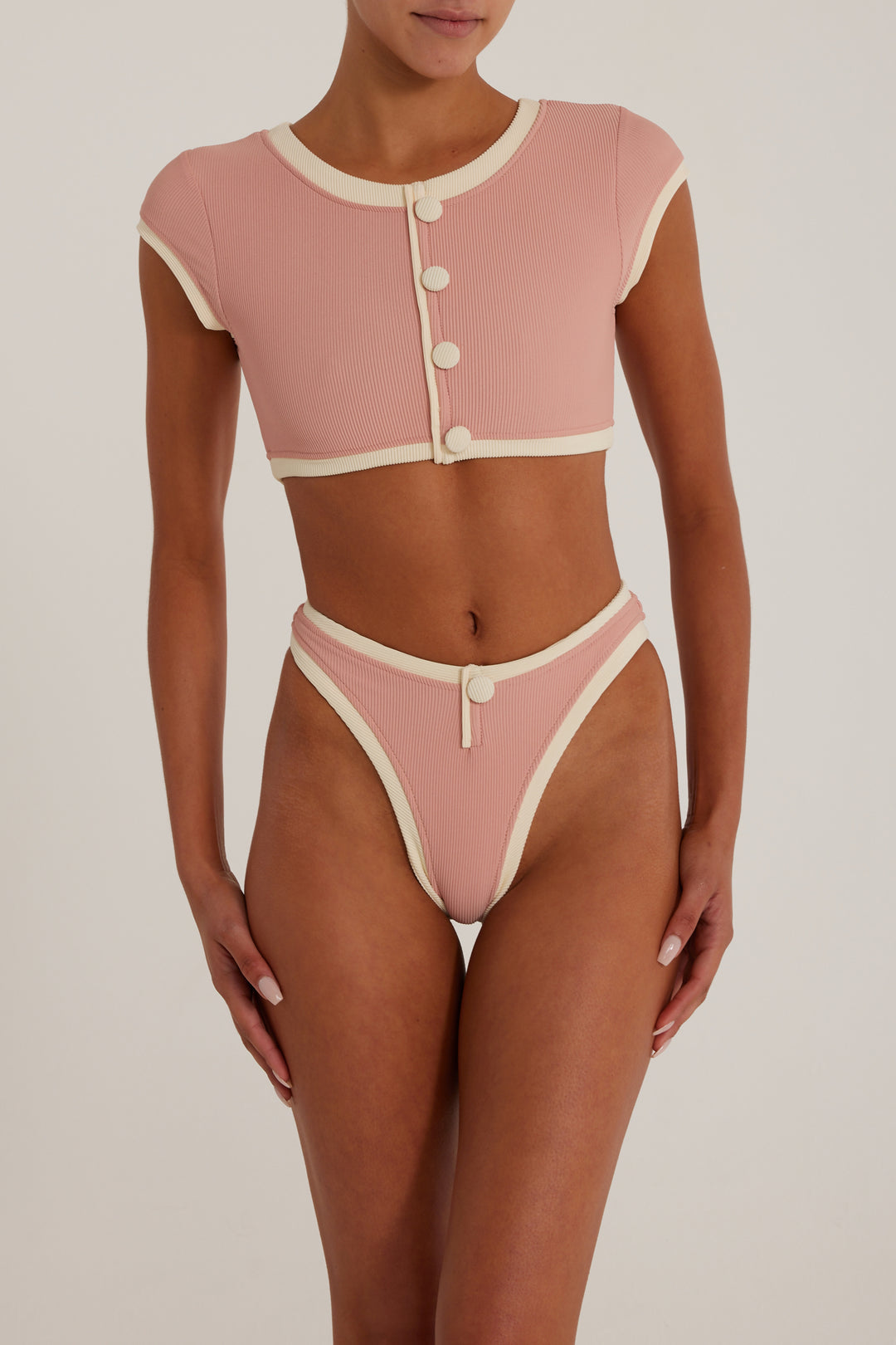 The Grace Bottom (Ribbed Blush/Cream)