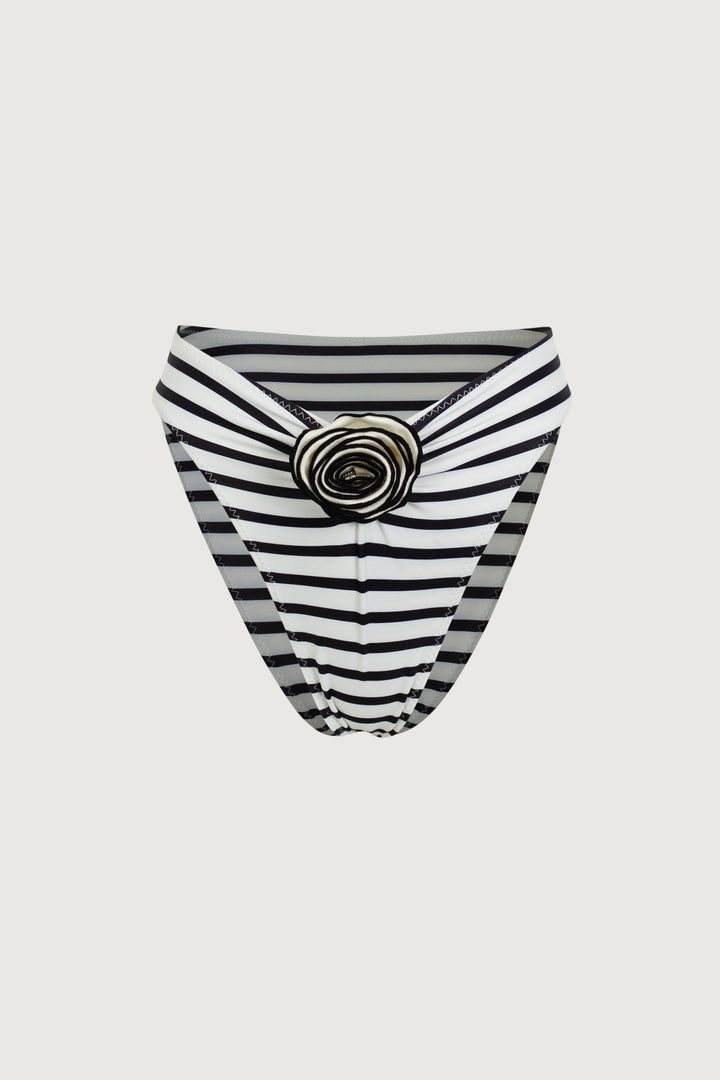 Rosette High Rise Bottom (Cream Black Stripe)