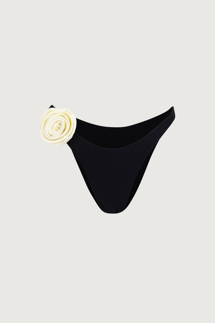 Rosette 90s Bottom (Faux Suede Black/Cream)