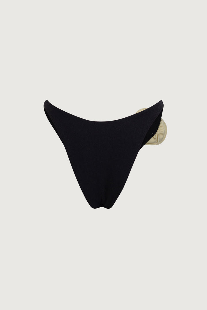 Rosette 90s Bottom (Faux Suede Black/Cream)