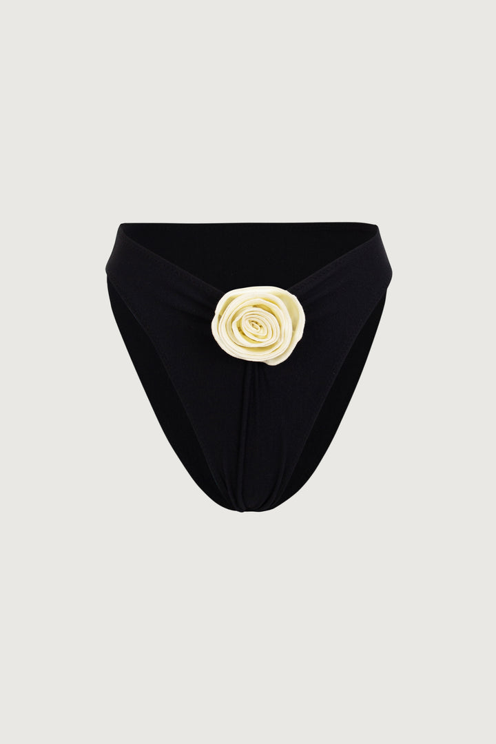 Rosette High Rise Bottom (Faux Suede Black/Cream)