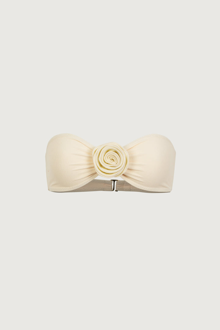 Rosette Bandeau Top (Faux Suede Cream/Cream)