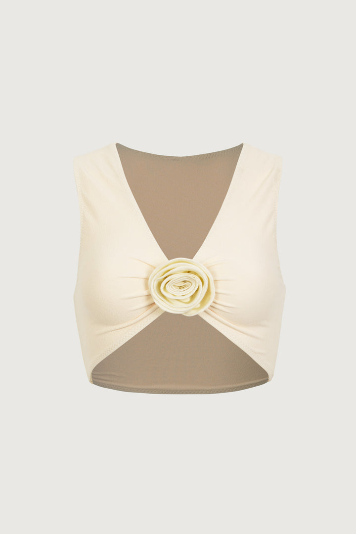 Rosette Tank Top (Faux Suede Cream/Cream)