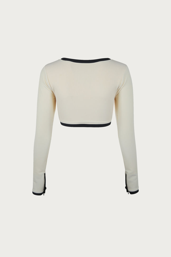 The Grace Rashguard (Ribbed Cream/Black)