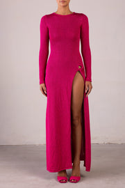 Long Sleeve Twist Dress (Hot Pink Sequin)