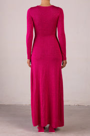 Long Sleeve Twist Dress (Hot Pink Sequin)