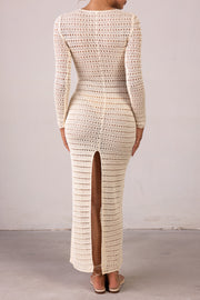 Rosette Crochet Dress (Cream)