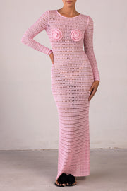 Rosette Crochet Dress (Pink)