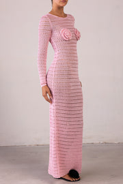 Rosette Crochet Dress (Pink)