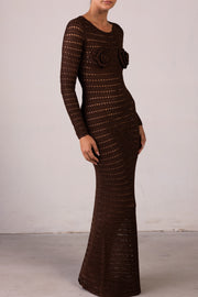 Rosette Crochet Dress (Chocolate Brown)