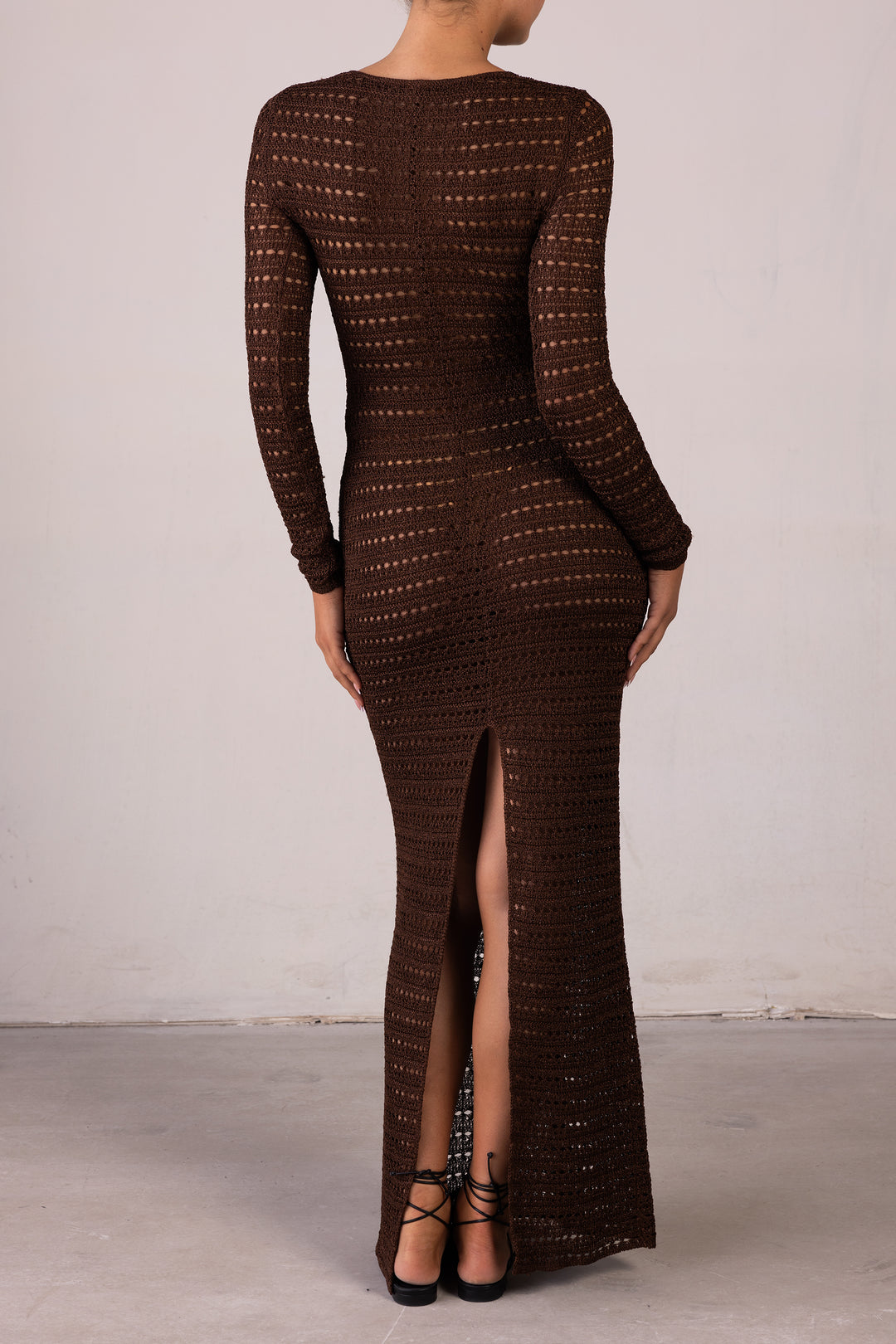 Rosette Crochet Dress (Chocolate Brown)