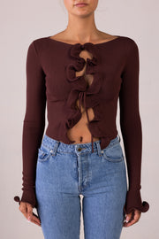 Ruffle Hem Top (Chocolate Brown)