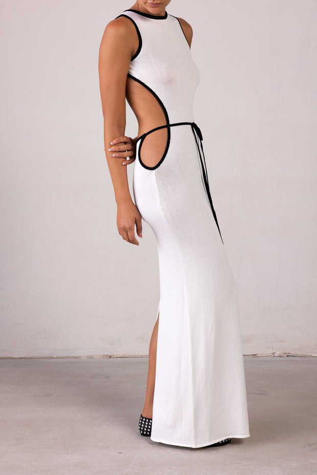 Tie Maxi Dress (Cream/Black)