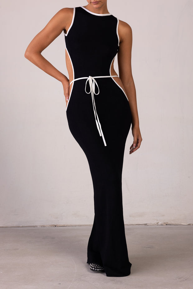 Tie Maxi Dress (Black/Cream)