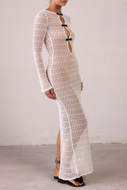 Keyhole Crochet Dress (Cream/Black)