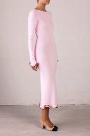 Ruffle Hem Midi Dress (Baby Pink)