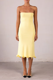 Ruffle Hem Strapless Dress (Butter Yellow)